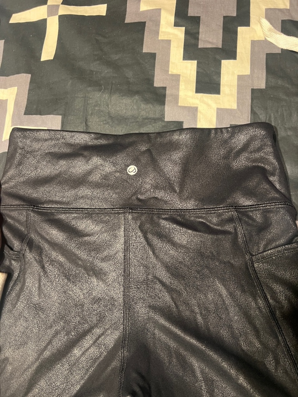 CRZ YOGA Black High-Waist Faux-Leather Leggings